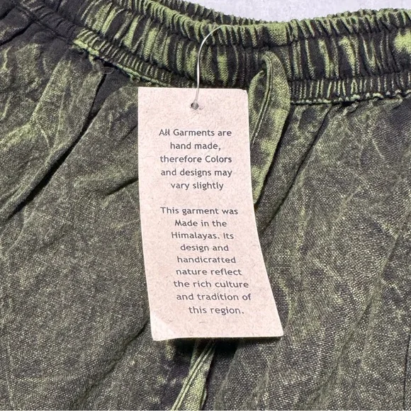 Kathmandu Olive Stonewashed Trousers Cargo Pants w/Tribal Patterns Harem Hippie - Picture 12 of 16